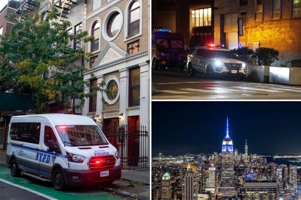 Police outside NYC synagogue.