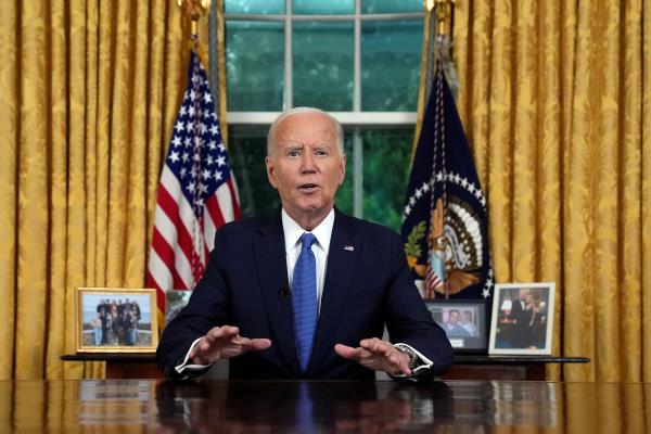 U.S. President Joe Biden addresses the nation on his decision to end his reelection bid in Washington